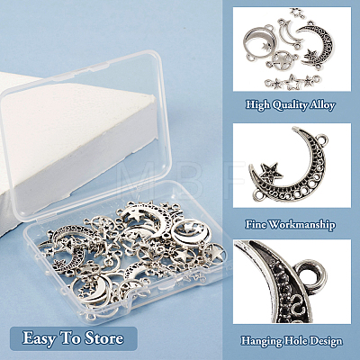  36Pcs 6 Styles Tibetan Style Zinc Alloy Connector Charms FIND-TA0002-96-1