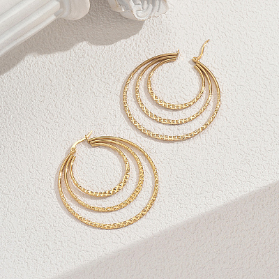 Stainless Steel Triple Hoop Earrings ZM0162-1