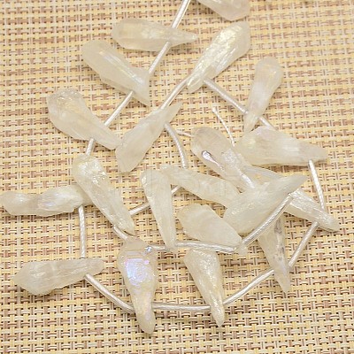 Electroplate Gemstone Natural Quartz Crystal Beads Strands G-L135-12-1
