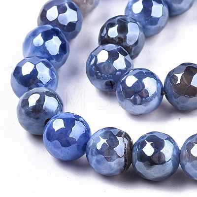 Electroplate Natural Agate Beads Strands G-T131-54G-1