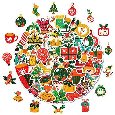 50Pcs Christmas Theme Cartoon Paper Stickers DIY-P085-12-1