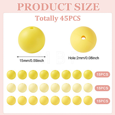45Pcs 3 Colors Round Silicone Focal Beads SIL-TAD0001-01D-1