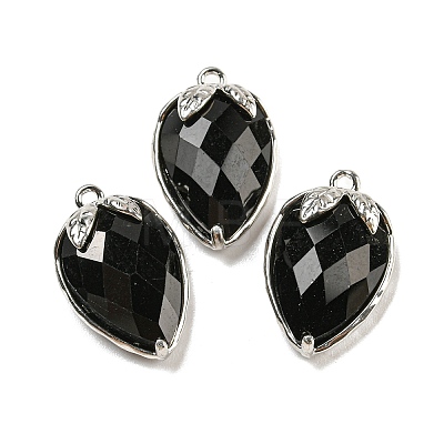 Natural Obsidian Faceted Pendants G-M431-06P-07-1
