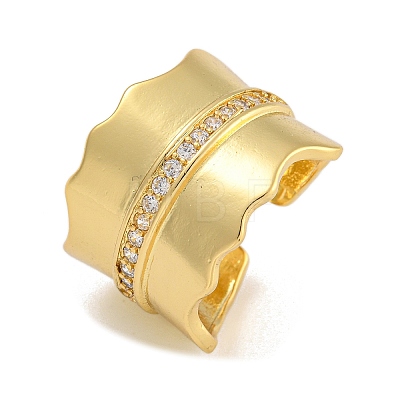 Brass Micro Pave Cubic Zirconia Cuff Rings RJEW-P127-05G-1