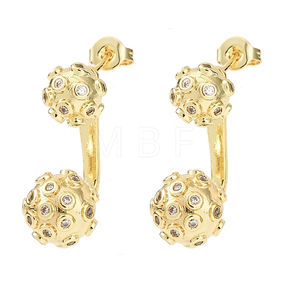 Brass Micro Pave Cubic Zirconia Stud Earrings EJEW-D351-13G-02-1