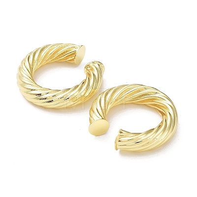 Rack Plating Brass Twist Rope Cuff Earrings for Women EJEW-G352-02G-1