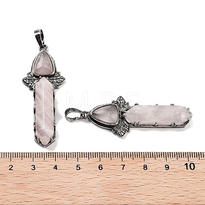 Natural Rose Quartz Sword Big Pendants G-Q163-08AS-06-1