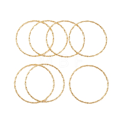 7Pcs Vacuum Plating 304 Stainless Steel Textured Ring Bangles Set for Women BJEW-A011-13D-G-1