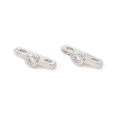 Rack Plating Brass Pave Clear Cubic Zirconia Connector Charms LS-KK-G433-04P-1