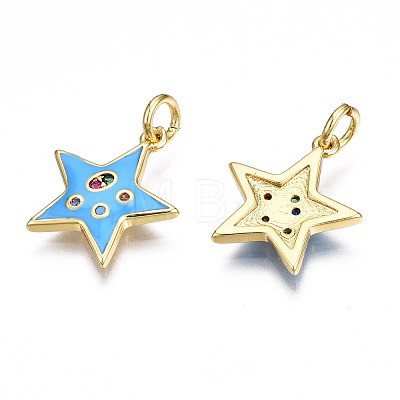 Brass Micro Pave Cubic Zirconia Enamel Charms ZIRC-Q200-025B-NF-1