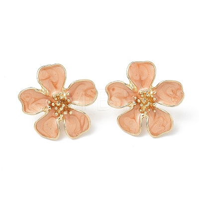 Flower Alloy Enamel Stud Earrings EJEW-P310-01G-03-1