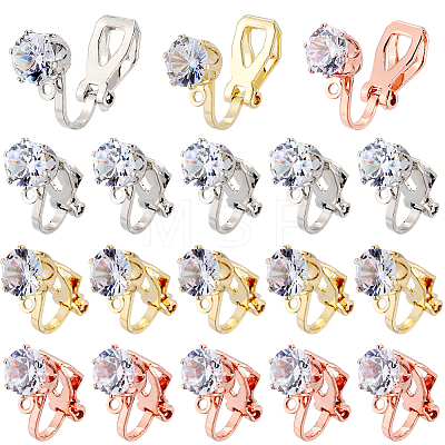 SUNNYCLUE 30Pcs 3 Colors Brass Clip-on Earring Findings KK-SC0003-87-1