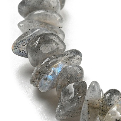 Natural Labradorite Chip Beaded Stretch Bracelet G-H294-01B-04-1