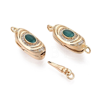 Brass Micro Pave Clear Cubic Zirconia Box Clasps KK-Q074-05G-1