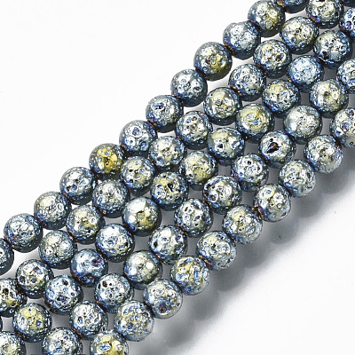 Electroplated Natural Lava Rock Beads Strands G-S352-30A-04-1