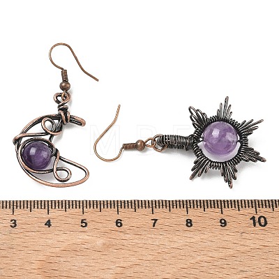 Natural Amethyst Dangle Earrings G-H359-07R-09-1