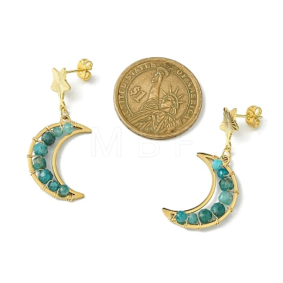 3 Pair 3 Style Natural Mixed Gemsotne Beaded Moon & Star Dangle Stud Earrings EJEW-TA00320-1