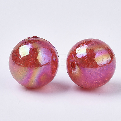 AB Color Transparent Crackle Round Acrylic Beads CACR-S006-09-1