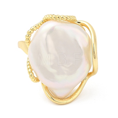 Natural Pearl Open Cuff Ring RJEW-M150-06G-1