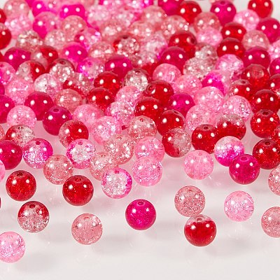 300Pcs 6 Colors Spray Painted Crackle Glass Beads CCG-SZ0001-11A-1