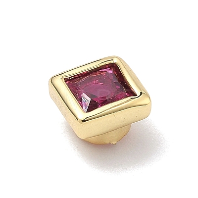 Square Brass Micro Pave Cubic Zirconia Cabochons KK-P345-13G-E05-1