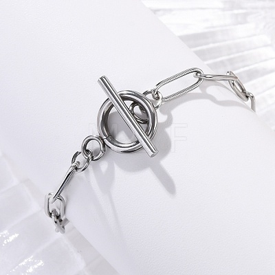 Tarnish Resistant 304 Stainless Steel Paperclip Chain Bracelets X-BJEW-JB04967-1