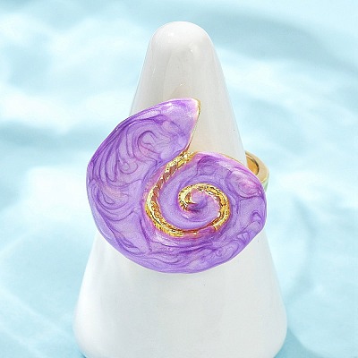 Brass Enamel Adjustable Cuff Rings for Women RJEW-G357-01I-1