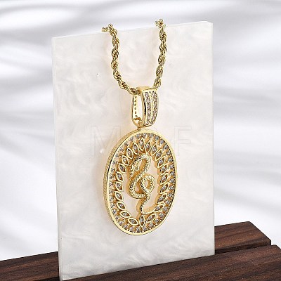 Brass Cubic Zirconia Pendant Necklaces for Women NJEW-U034-02B-G-1