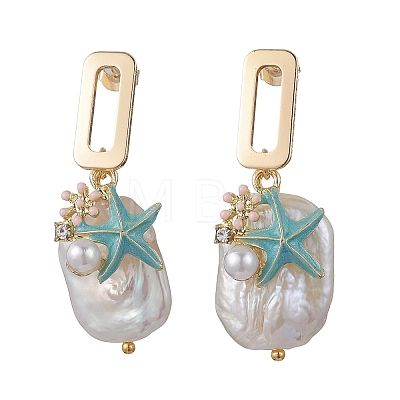 Natural Keshi Pearl Stud Dangle Earrings EJEW-JE07224-1