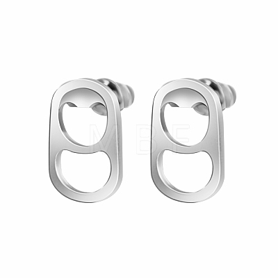 Oval 304 Stainless Steel Stud Earrings UI7518-2-1