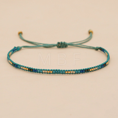 Bohemian Braided Adjustable Glass Seed Beaded Bracelets EX8332-7-1