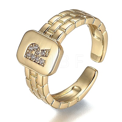 Brass Micro Pave Clear Cubic Zirconia Cuff Rings RJEW-H538-02G-R-1