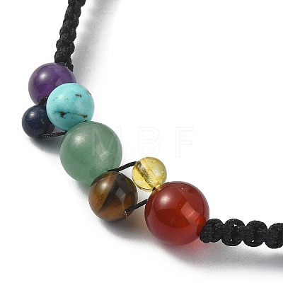 Natural & Synthetic Mixed Gemstone Braided Bead Bracelet BJEW-TA00335-1