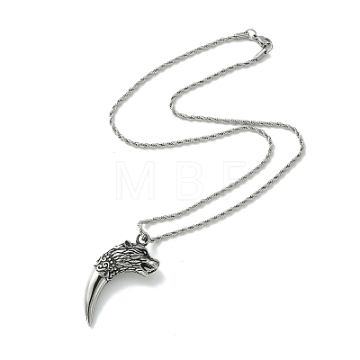 304 Stainless Steel Wolf Tooth Pendant Necklace NJEW-JN04480-1