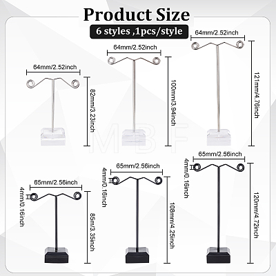 2 Sets 2 Styles T-Bar Iron Earring Display Stand Holder EDIS-FG0001-57-1