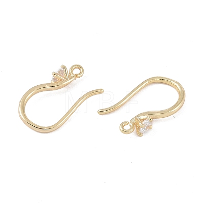 Brass Micro Pave Cubic Zirconia Earring Hooks KK-U008-09G-1