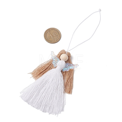 Polyester & Glass Angel Pendant Decorations HJEW-JM04648-01-1