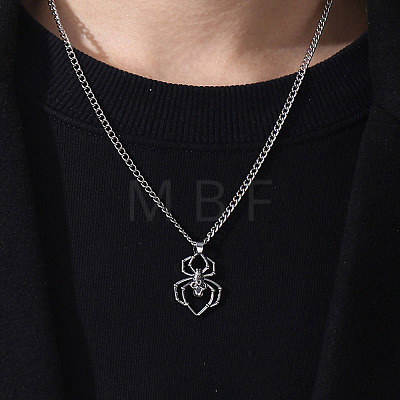 Halloween Skull Spider Stainless Steel Pendant Twisted Chain Necklaces WGFDFDE-01-1