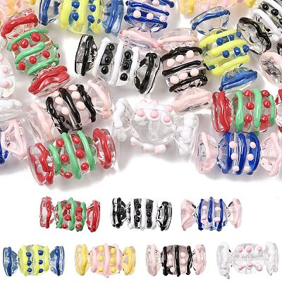 28Pcs 7 Colors Transparent Acrylic Enamel Beads OACR-CJ0002-85-1