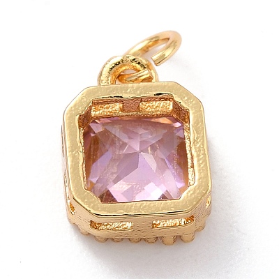 Real 18K Gold Plated Brass Inlaid Cubic Zirconia Charms ZIRC-L100-073G-06-1