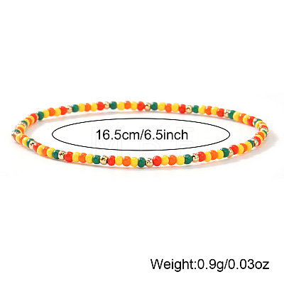 Summer Theme Glass Seed Bead & Brass Beads Stretch Bracelets MU3980-1-1