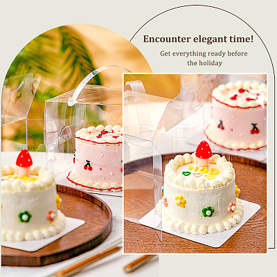 Foldable Transparent Plastic Single Cake Gift Packing Box CON-WH0084-42A-1