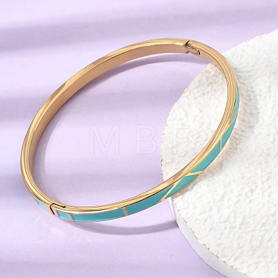 304 Stainless Steel Enamel Hinged Cuff Bangles for Women SA-CBAC920-15G-01E-1