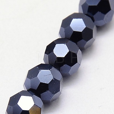 Full Plated Faceted(32 Facets) Round Electroplate Glass Strand Beads X-EGLA-J042-4mm-F01-1