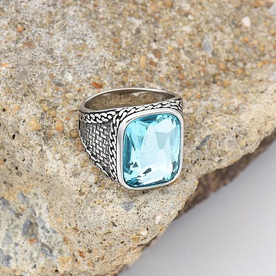 304 Stainless Steel with Cubic Zirconia Finger Rings for Men FS-WG67565-55-1