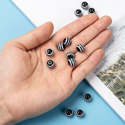 Round Striped Resin Beads RESI-R158-10mm-11-1