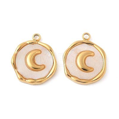304 Stainless Steel Pave Natural Shell Pendants STAS-F319-02A-G02-1