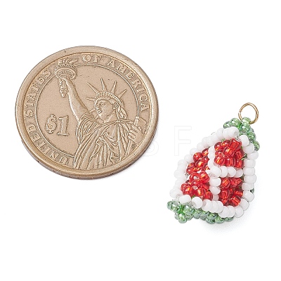 Glass Seed Beaded Fruit Pendants PALLOY-MZ00894-01-1
