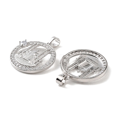 Brass & Clear Cubic Zirconia Pendants KK-G558-13P-1