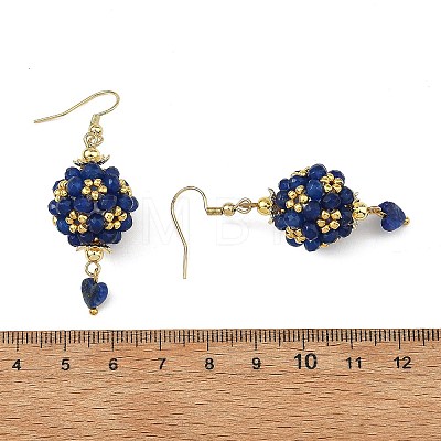 Glass & Dyed Natural Malaysia Jade & Lapis Lazuli Dangle Earrings EJEW-MZ00814-03-1